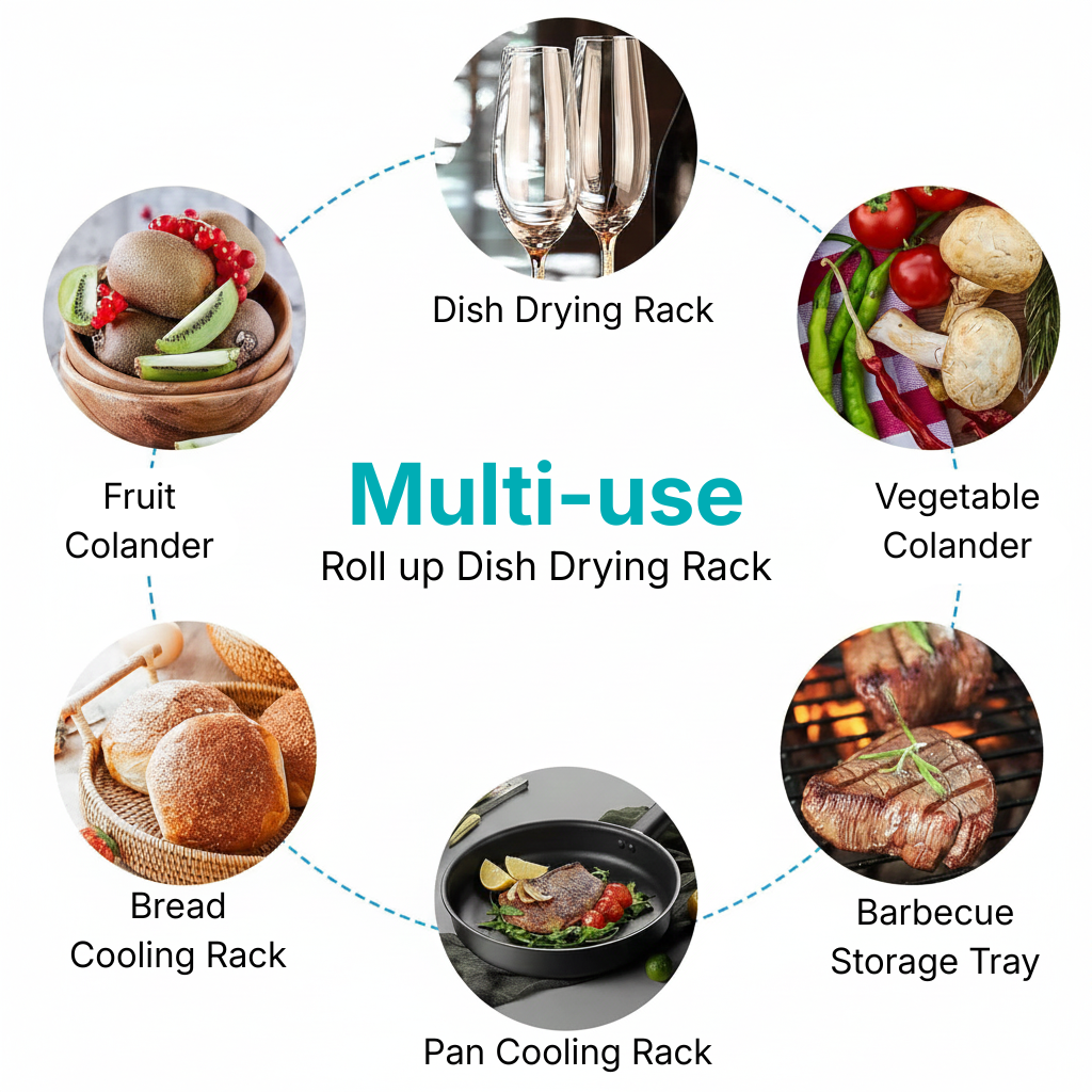 Multi-Purpose Roll-Up Stainless Steel Sink Rack